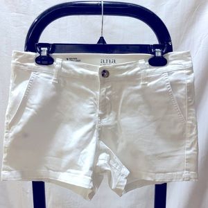 ANA White Mid Rise Twill Shorts 3.5 inseam